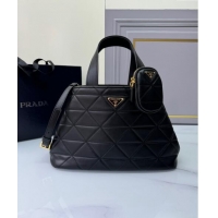 Reasonable Price Prada Medium quilted leather tote bag 1BG545 Black 2024