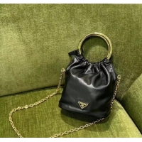 Affordable Price Prada Nappa leather mini bucket bag 1BC227 Black 2024