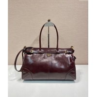 Reasonable Price Prada Large leather handbag 1BA433 Dark Brown 2024