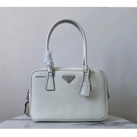 Popular Style Prada Saffiano Leather Top Handle Bag 1BA328 White 2024