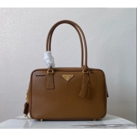 Top Grade Prada Saffiano Leather Top Handle Bag 1BA328 Brown 2024