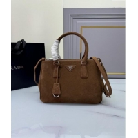 Good Looking Prada Galleria Suede Medium Bag 1BA863 Cocoa Brown 2024