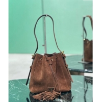 Hot Sell Cheap Prada Suede Bucket Bag 1BE079 Cocoa Brown 2024