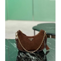 Most Popular Prada Re-Edition suede mini-bag 1BC204 Cocoa Brown 2024