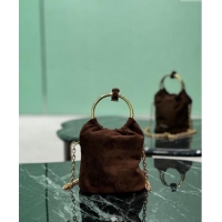 Buy Cheapest Prada Suede mini bucket bag 1BC227 Cocoa Brown 2024