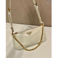 Reasonable Price Prada Re-Edition 2002 medium leather hobo shoulder bag 1BC221 White 2024