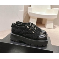 Best Price Chanel Suede Lace-up Shoes Black 909077