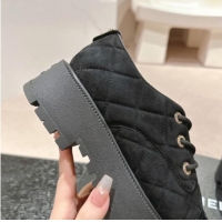 Best Price Chanel Suede Lace-up Shoes Black 909077