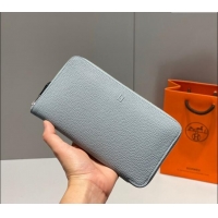 Buy Inexpensive Hermes Togo Supple Leather Zip Long Wallet H092401 Linen Blue 2024