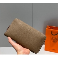 Unique Grade Hermes Togo Supple Leather Zip Long Wallet H092401 Elephant Grey 2024