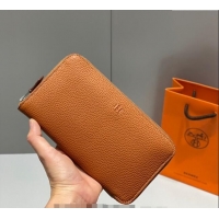 Buy Fashionable Hermes Togo Supple Leather Zip Long Wallet H092401 Golden Brown 2024