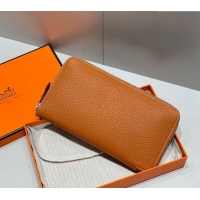 Buy Fashionable Hermes Togo Supple Leather Zip Long Wallet H092401 Golden Brown 2024