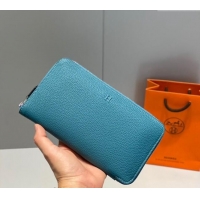 Top Quality Hermes Togo Supple Leather Zip Long Wallet H092401 Denim Blue 2024