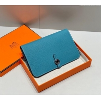 Good Looking Hermes R.M.S Togo Supple Leather Passport Holder H092402 Denim Blue 2024