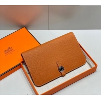 Good Taste Hermes R.M.S Togo Supple Leather Passport Holder H092402 Golden Brown 2024