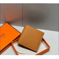 Top Quality Hermes Epsom Leather Bifold Wallet H092403 Golden Brown 2024