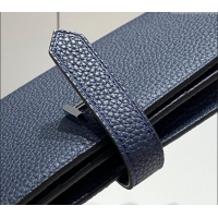 Best Price Hermes Bearn Togo Supple Leather Long Wallet H092404 Navy Blue/Silver 2024