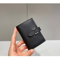 Buy Cheap Hermes Bearn Epsom Leather Mini Wallet H092405 Black/Silver 2024