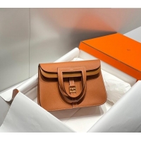 Top Grade Hermes Halzan 25cm Bag in Togo Calfskin H092501 Brown/Gold 2024