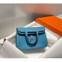 Best Price Hermes Halzan 25cm Bag in Togo Calfskin H092501 Denim Blue/Silver 2024