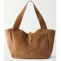 Famous Brand SAINT LAURENT Le 5 A 7 Bea Suede Tote YA8741 Brown