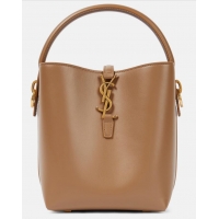 Famous Brand Saint Laurent Le 37 Small Leather Bucket Bag Y84130 Brown