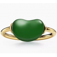 Super Quality Tiffany & Co Elsa Peretti Bean Design Ring in Yellow Gold with Green Jade 12 mm T2505