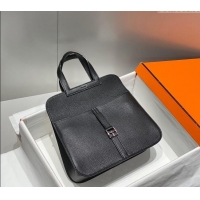 Good Looking Hermes Halzan 25cm Bag in Togo Calfskin H092501 Black/Silver 2024