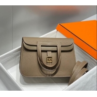 Grade Quality Hermes Halzan 25cm Bag in Togo Calfskin H092501 Elephant Grey/Gold 2024