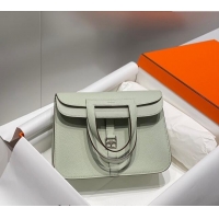 Luxury Discount Hermes Halzan 25cm Bag in Togo Calfskin H092501 Bubble Green 2024