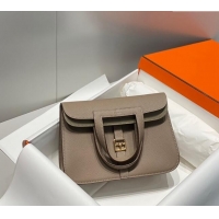 Top Grade Hermes Halzan 25cm Bag in Togo Calfskin H092501 Pitch Grey 2024