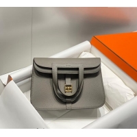 Top Grade Hermes Halzan 25cm Bag in Togo Calfskin H092501 Cloud Grey 2024