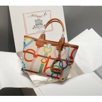 Famous Brand Hermes Steeple Tote Bag 28cm in Printed Canvas and Calfskin H5018 Brown 2024 (Half Handmade)