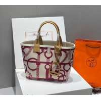 Best Quality Hermes Steeple Tote Bag 28cm in Printed Canvas and Calfskin H5019 Beige 2024 (Half Handmade)