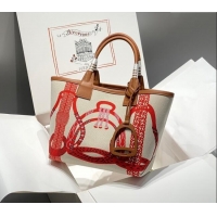 Grade Design Hermes Steeple Tote Bag 28cm in Printed Canvas and Calfskin H5019 Brown 2024 (Half Handmade)