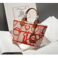 Popular Style Hermes Steeple Tote Bag 28cm in Printed Canvas and Calfskin H5019 Brown 2024 (Half Handmade)