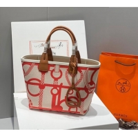 Popular Style Hermes Steeple Tote Bag 28cm in Printed Canvas and Calfskin H5019 Brown 2024 (Half Handmade)