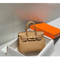 Well Crafted Hermes Mini Birkin 20cm bag with Shoulder Strap in Togo Leather H20 Milky Tea Beige 2024