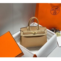 Well Crafted Hermes Mini Birkin 20cm bag with Shoulder Strap in Togo Leather H20 Milky Tea Beige 2024