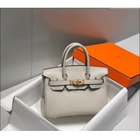 Famous Brand Hermes Mini Birkin 20cm bag with Shoulder Strap in Togo Leather H20 Pearl Grey 2024