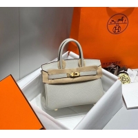 Famous Brand Hermes Mini Birkin 20cm bag with Shoulder Strap in Togo Leather H20 Pearl Grey 2024