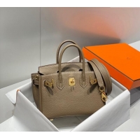 Super Quality Hermes Mini Birkin 20cm bag with Shoulder Strap in Togo Leather H20 Elephant Grey 2024