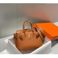 High Quality Hermes Mini Birkin 20cm bag with Shoulder Strap in Togo Leather H20 Brown 2024