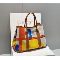 Top Design Hermes Garden Party Bag 30/36cm in Printed Canvas and Calfskin H5039 Brown 2024 (Half Handmade)