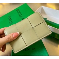 Best Design Bottega Veneta Cassette Business Card Case Wallet in Intrecciato Lambskin 651396 Travertine Green