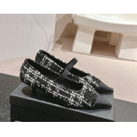 Pretty Style Chanel Tweed Pointed Pumps with Sequins Black 910011