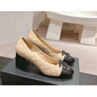 Best Price Chanel Quilted Calfskin Pumps with Wheat CC Beige 910022