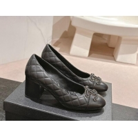 Good Quality Chanel Quilted Calfskin Pumps with Wheat CC Black 910024