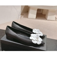 Best Product Chanel Calfskin Pumps with Camellia Bloom Black 910031