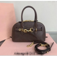 Fashion Discount Miu Miu Aventure nappa leather top-handle bag 5BB169 Briarwood Brown 2024